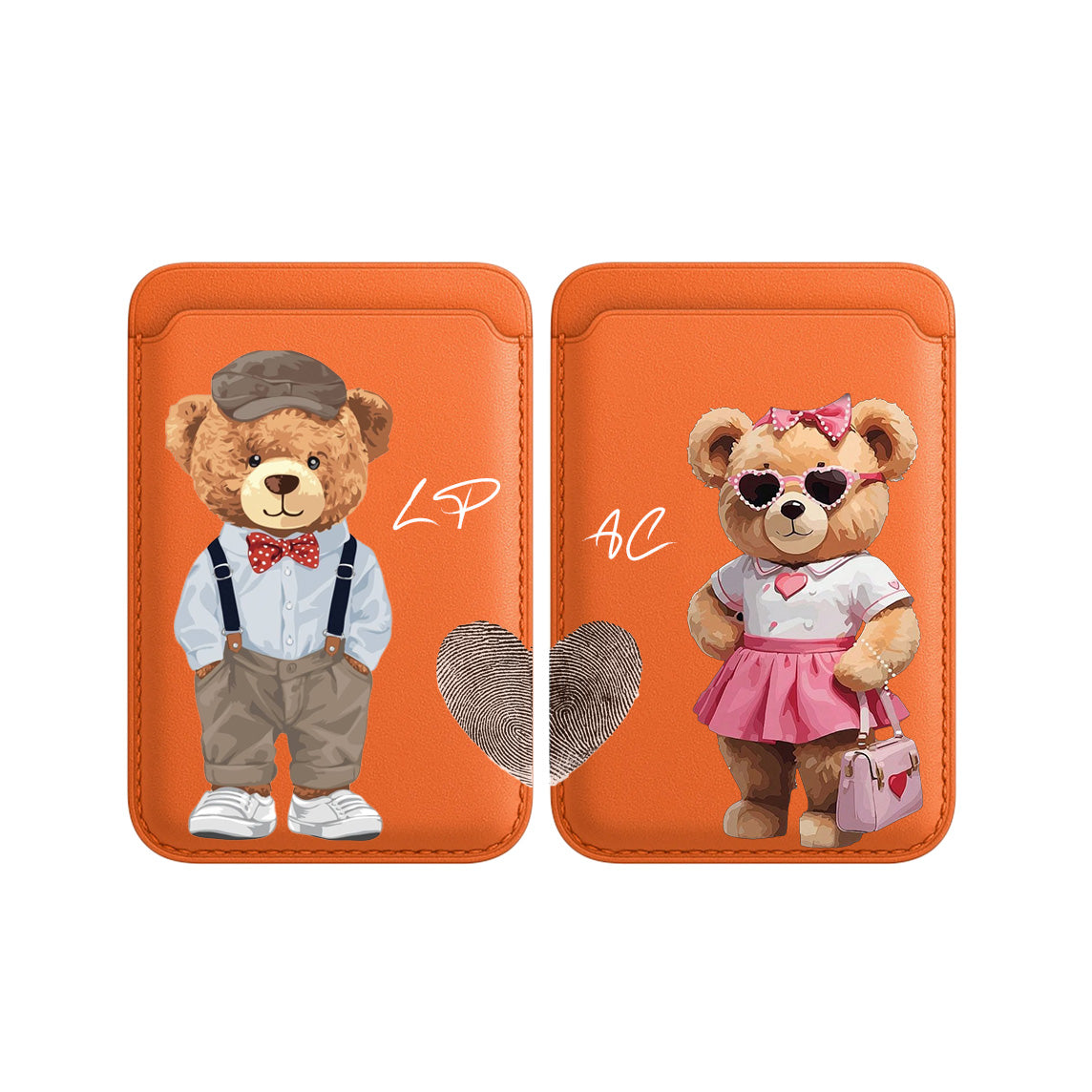 Fingerprint Heart "His & Hers" Bear Couple MagSafe Wallet