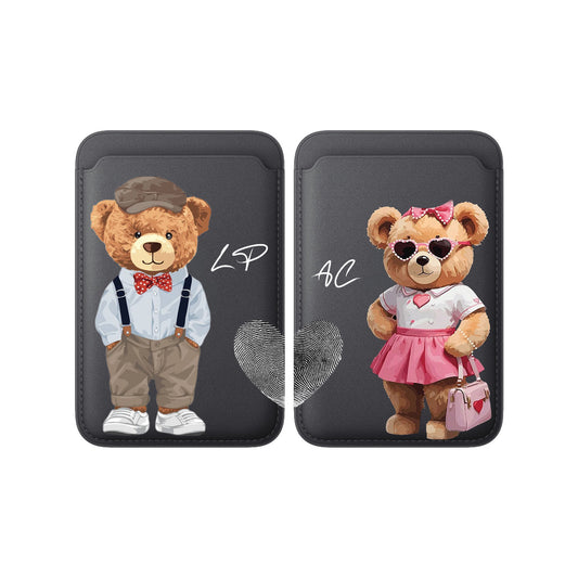 Fingerprint Heart "His & Hers" Bear Couple MagSafe Wallet